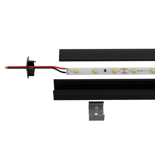 Surface Mounted Black Aluminium Profile Mounting Kit with LED strip