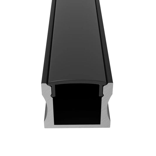 Surface Mounted Black Aluminium Profile Mounting Kit without end cap front view shot