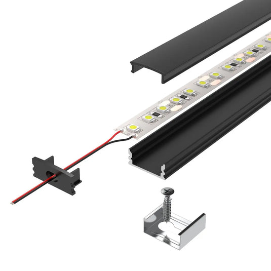 Surface Mounted Black Aluminium Profile - 2 Metres