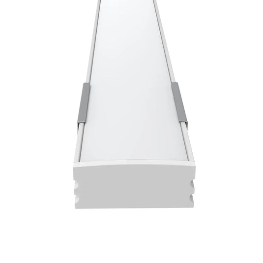 White, Surface Mounted LED Profile, With Frosted Cover front facing shot with end cap