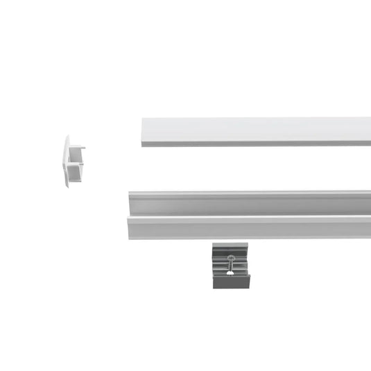 White 15mm LED Aluminium Profile With Frosted Cover - what's included