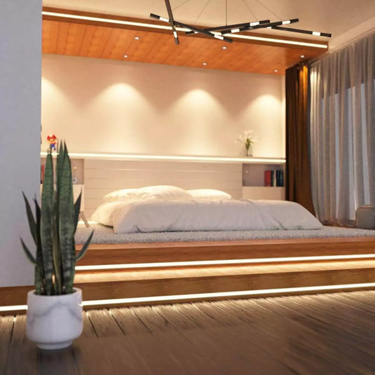 Recessed LED Mounting Profile, 15mm Deep in bedroom