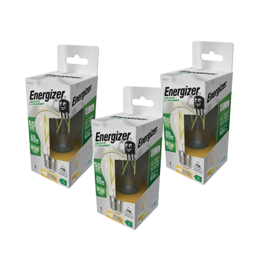 3 X Energizer 3.8w, E27 LED Bulb, A Rated, Screw Filament Style