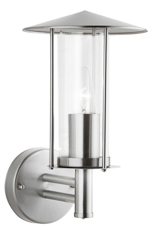 Stainless steel outdoor tube wall lantern with clear glass