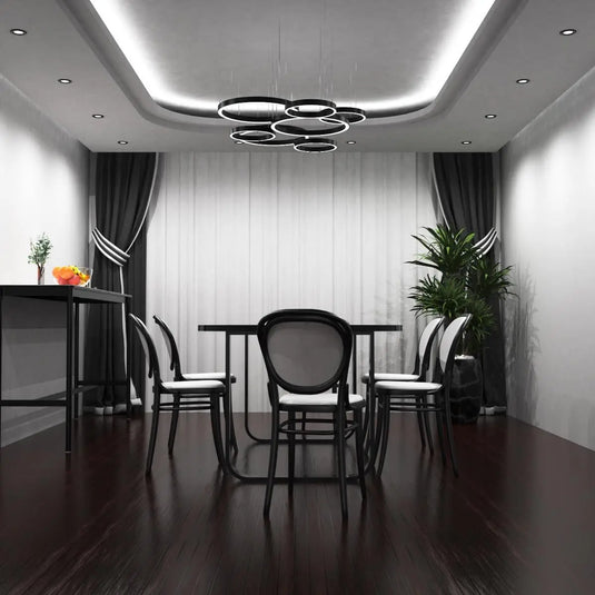 Fixed Fire Rated LED Downlight - Black dining room setting