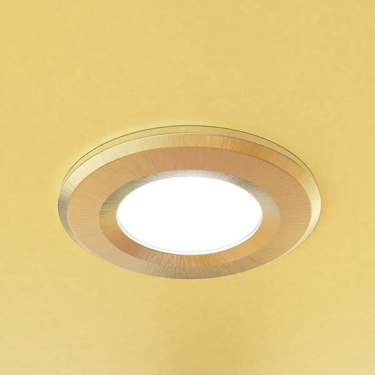 Fixed Fire Rated LED Downlight - Satin Nickel Brushed Bezel mounted in ceiling