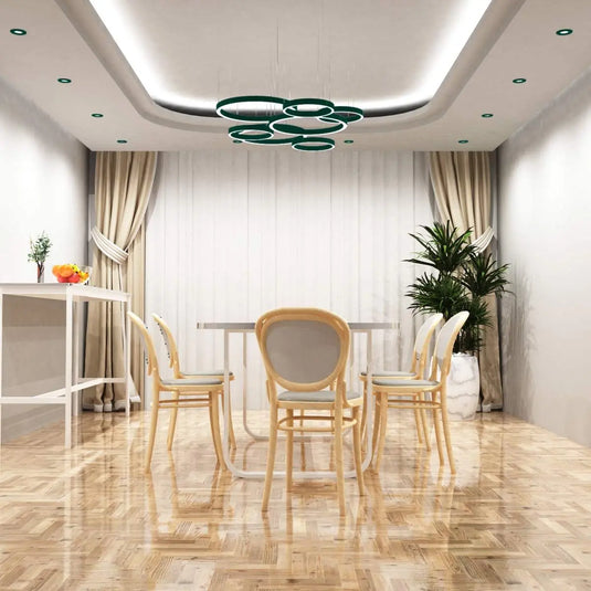 Fixed Fire Rated LED Downlight - Green Bezel dining room setting