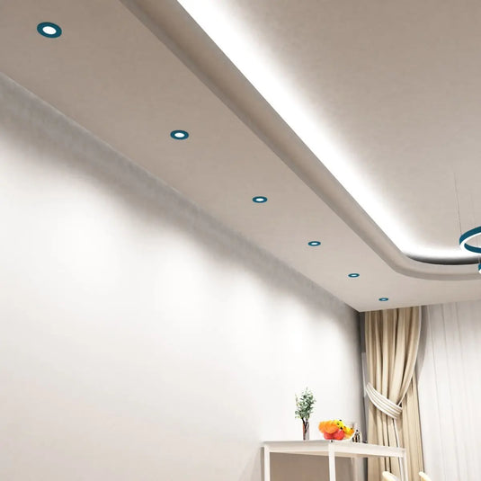 Fixed Fire Rated LED Downlight - Blue Bezel ceiling view shot