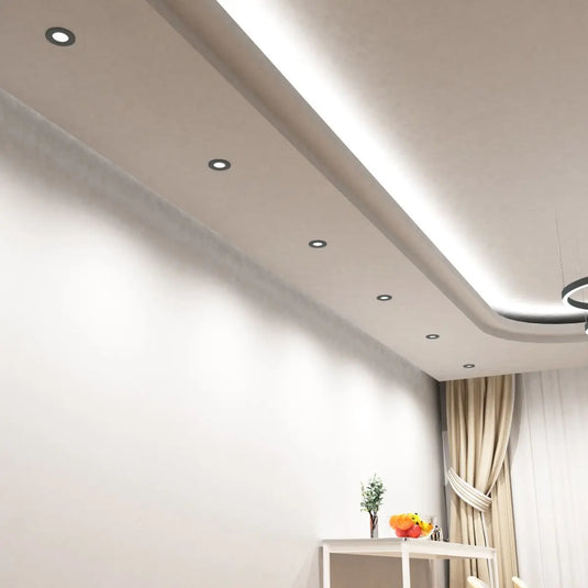 Fixed Fire Rated LED Downlight - Charcoal Grey Bezel ceiling view shot