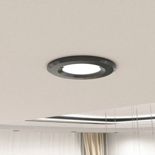 Fixed Fire Rated LED Downlight - Charcoal Grey Bezel mounted in ceiling