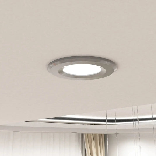 Fixed Fire Rated LED Downlight - Light Grey Bezel mounted in ceiling