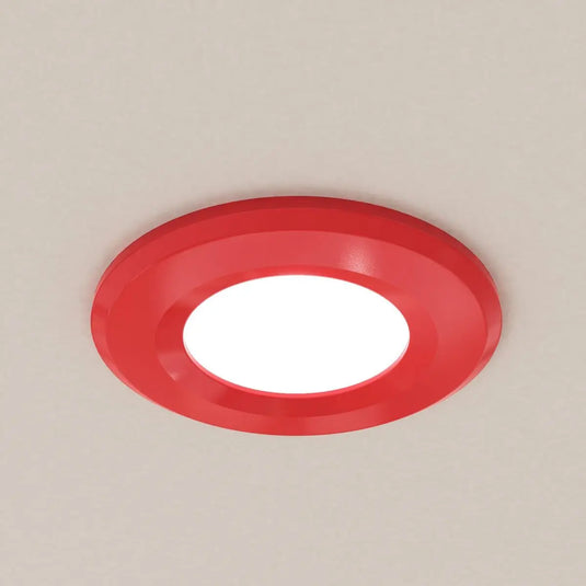 Fixed Fire Rated LED Downlight - Red Bezel mounted in ceiling