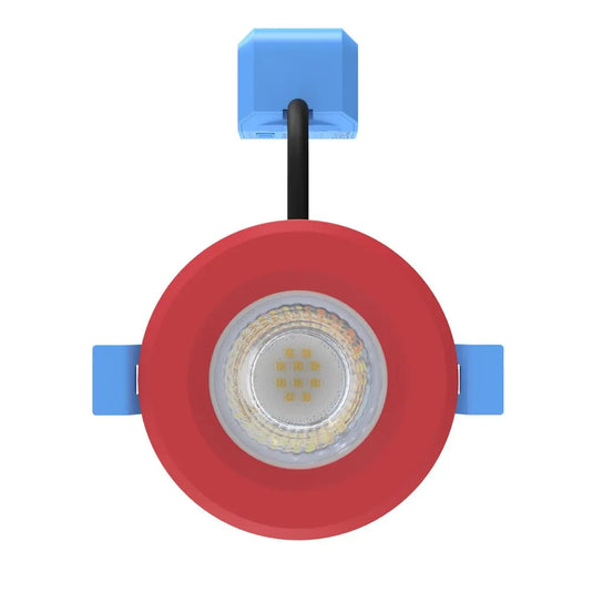 Fixed Fire Rated LED Downlight - Red Bezel front facing shot