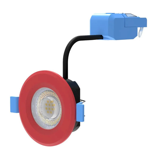 Fixed Fire Rated LED Downlight - Red Bezel full view shot