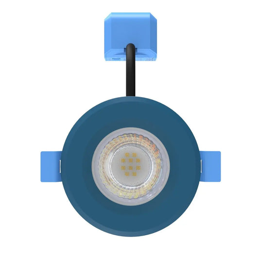 Fixed Fire Rated LED Downlight - Blue Bezel front facing shot