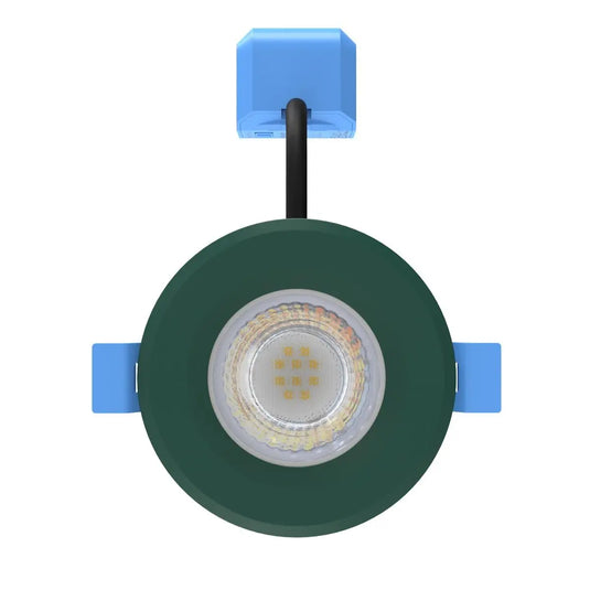 Fixed Fire Rated LED Downlight - Green Bezel front facing shot