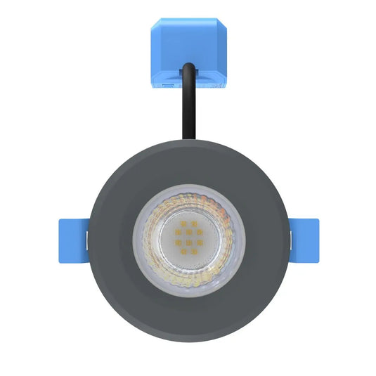 Fixed Fire Rated LED Downlight - Charcoal Grey Bezel front facing view