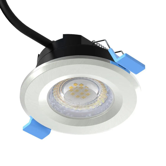 Fixed Fire Rated LED Downlight - Brushed Chrome/Satin Nickel Bezel