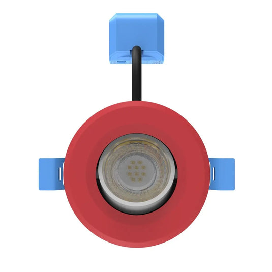 Tilt, Fire Rated LED Downlight - Red Bezel front facing shot