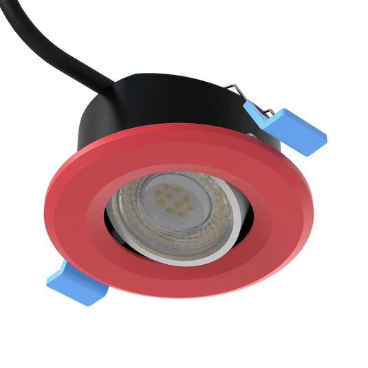 Tilt, Fire Rated LED Downlight - Red Bezel