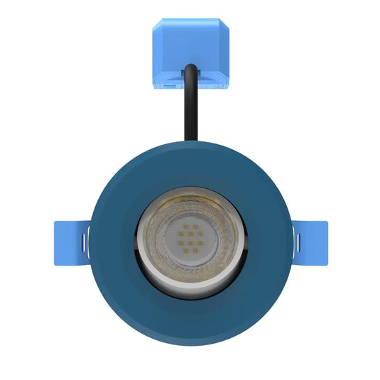 Tilt, Fire Rated LED Downlight - Blue Bezel front facing shot