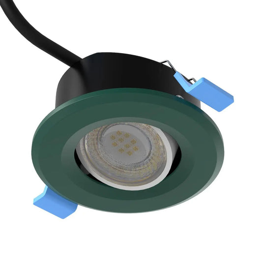 Tilt, Fire Rated LED Downlight - Green Bezel