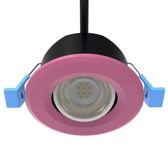 Tilt, Fire Rated LED Downlight - Pink Bezel