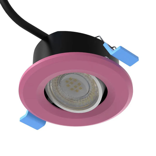 Tilt, Fire Rated LED Downlight - Pink Bezel