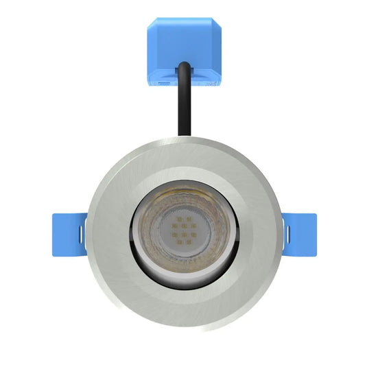 Tilt, Fire Rated LED Downlight - Brushed Bezel front facing view