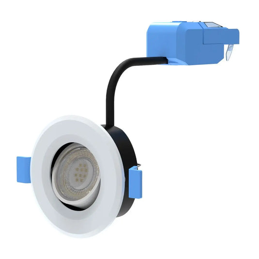 Tilt, IP65 Fire Rated LED Downlight - White Bezel full view shot