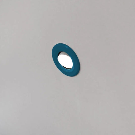 Tilt, Fire Rated LED Downlight - Blue Bezel mounted in ceiling