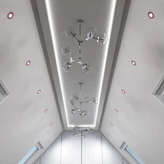 Tilt, Fire Rated LED Downlight - Pink Bezel ceiling view shot