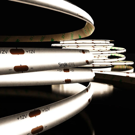 COB Dotless LED Strip Lighting, Natural White lit up close up shot