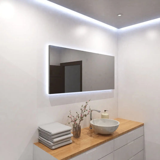 COB Dotless LED Strip Lighting in Cool White Light 6000K vanity bathroom setting