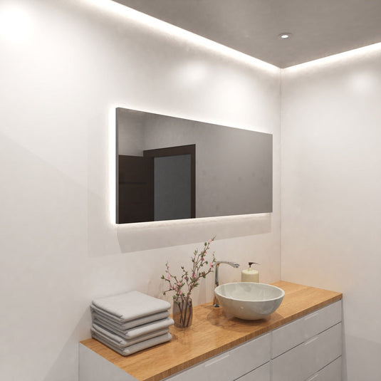 Bathroom vanity lit with natural white COB strip