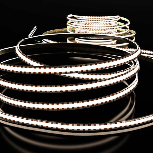 Full length of lit natural white COB strip