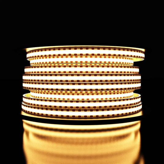 COB Dotless LED Strip Lighting in warm white light, dark setting