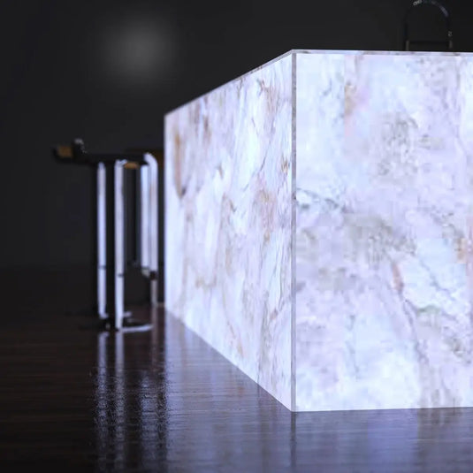 Flexible LED Sheet, 250mm x 500mm cool white, close up shot, bar table