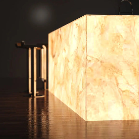 Cuttable, Flexible LED Sheet in Warm White backlit on the counter