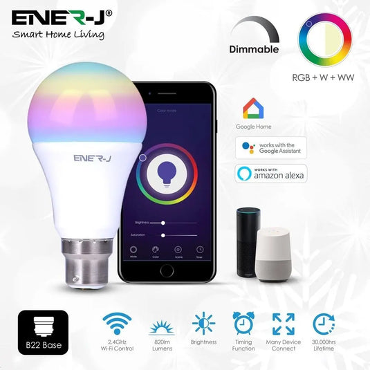 Smart WiFi Colour Changing LED Bulb compatible with apps and phone controls