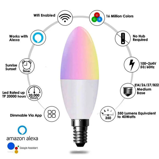 Smart LED Candle Bulb features