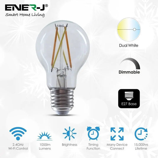 E27 Smart LED Dimmable and CCT Changing Filament Bulb features