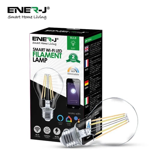 E27 Smart LED Dimmable and CCT Changing Filament Bulb Smart features showed on the box