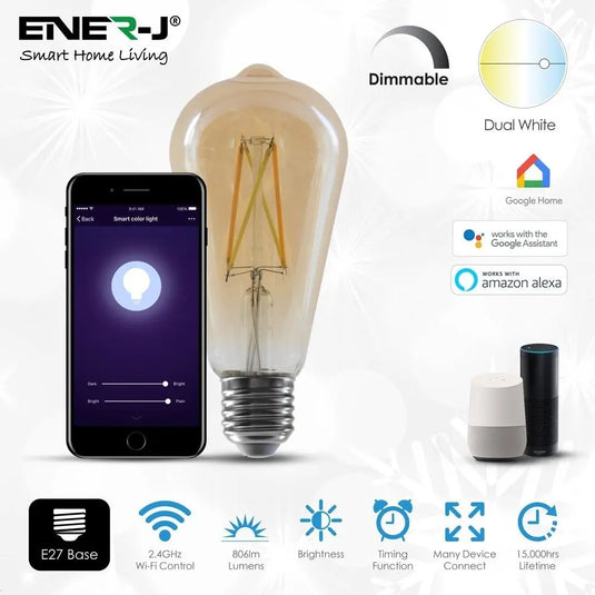 Smart WiFi Filament Bulb dimmable feature, e27 base