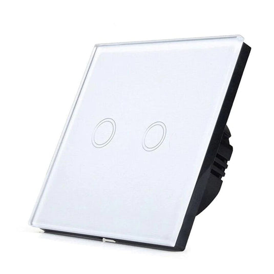2 gang smart WiFi touch switch with white glass panel