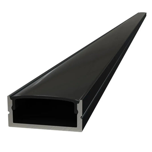 Black Aluminium Surface Mounted Profile, With Cover & End Caps