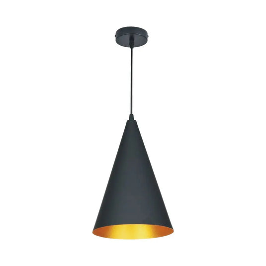 Black Cone Pendant Light with Gold Lining