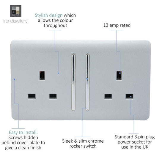Silver double socket with details