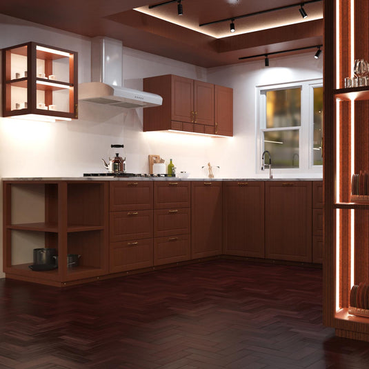 Kitchen with LED tape under the cupboards