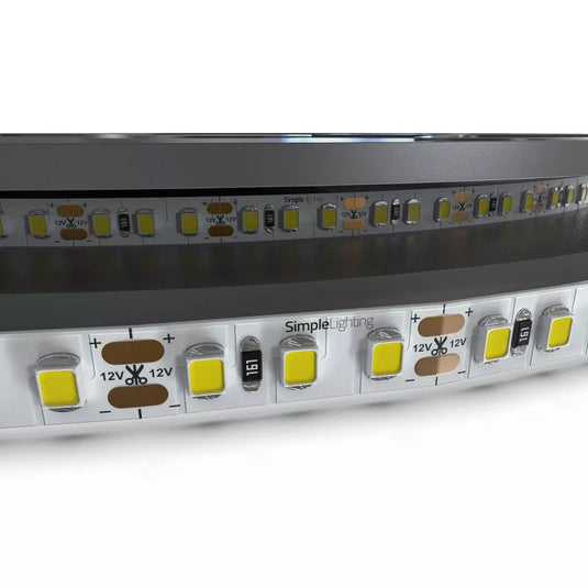 Cool White LED Strip Lights, 120 LEDs and 10w Per Metre close up shot